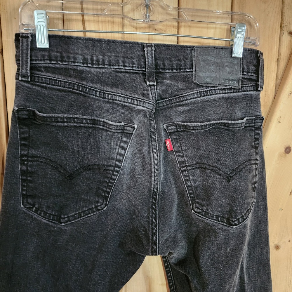 Levis 505 Slim‎ Fit Jeans Mens 30x32 Faded Black Stretch Denim 04511-2586